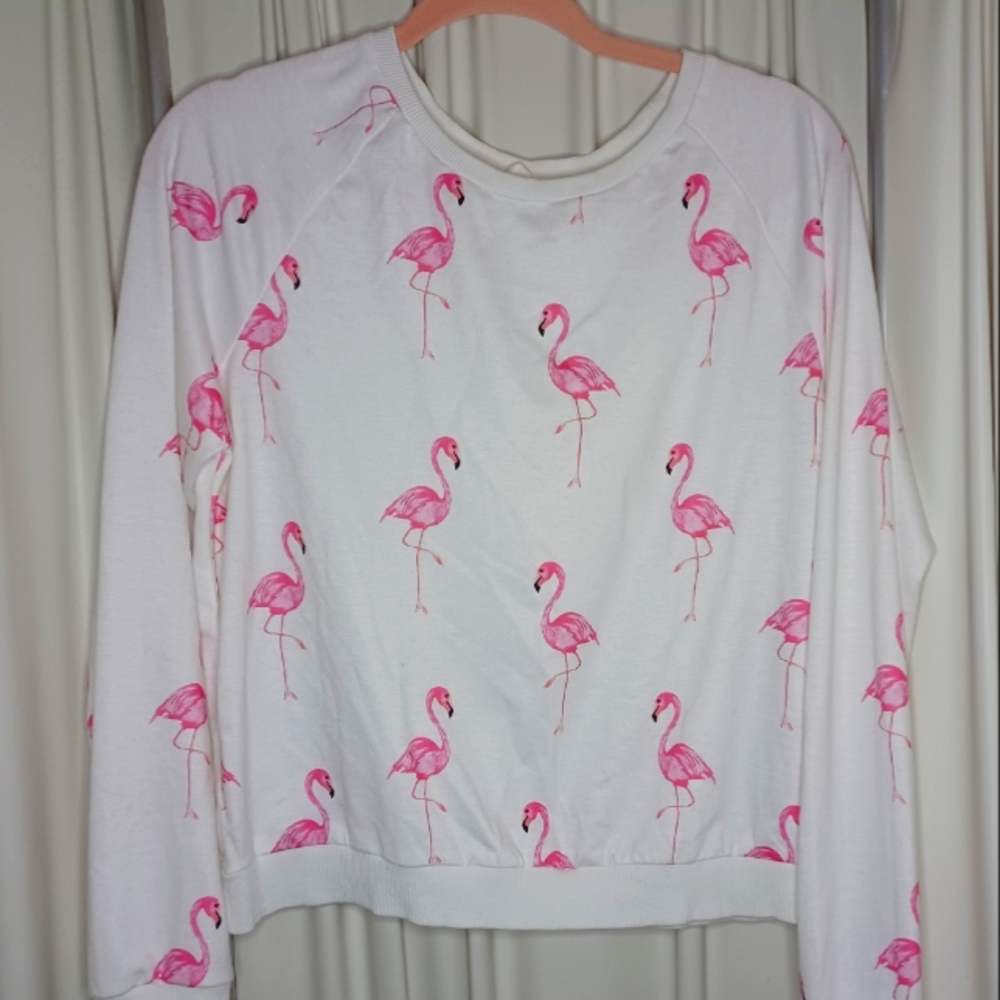 Pink Flamingo Crop Sweatshirt XL